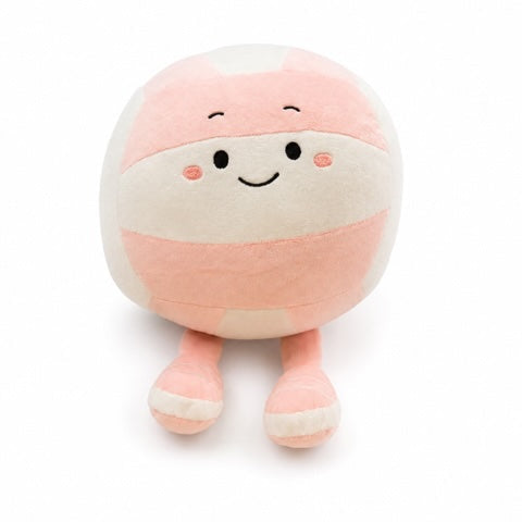 Plush toy with a smiling face on a white background