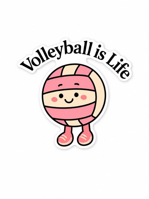 Pink Volleyball Sticker